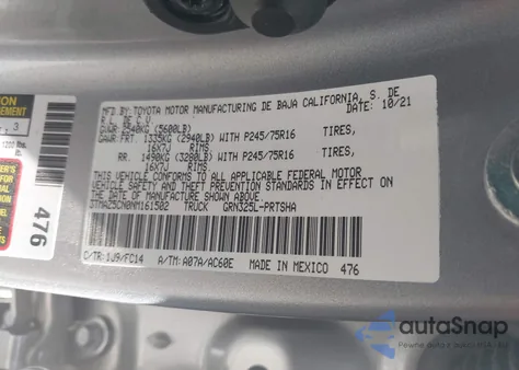 2022 Toyota Tacoma Sr5 V6 z USA, uszkodzony, nr VIN 3TMAZ5CN0NM161502